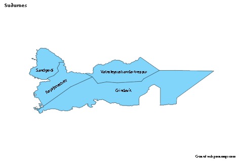 Contoh Peta untuk Suðurnes (biru)