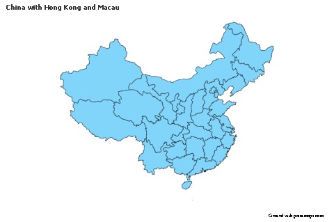 Contoh Peta untuk Tiongkok dengan Hong Kong dan Macau (biru)