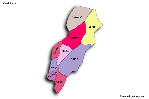 Sample Maps for Kırıkkale (colored,shadowy)