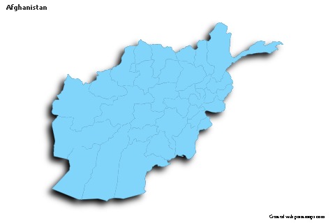 Mapas de muestra para Afganistán (azul,contorno,sombrío)