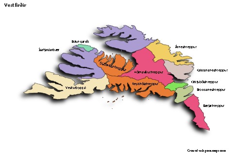 Sample Maps for Vestfirðir (colored,shadowy)