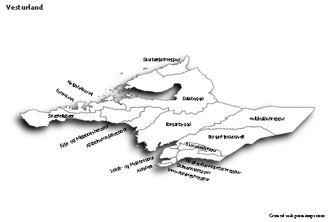 Vesturland için Örnek Haritalar (siyah-beyaz,gölgeli)