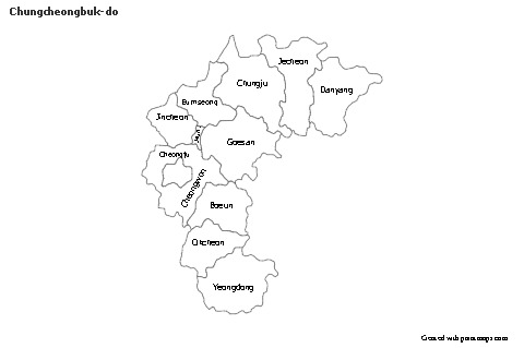 Mapas de muestra para Chungcheongbuk-do (blanco-negro)