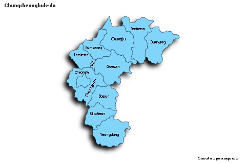 Mapas de muestra para Chungcheongbuk-do (azul,sombrío)