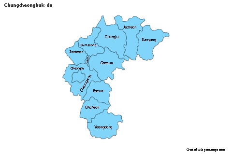 Mapas de muestra para Chungcheongbuk-do (azul)