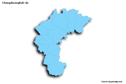 Mapas de muestra para Chungcheongbuk-do (azul,contorno,sombrío)