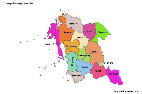 Mapas de muestra para Chungcheongnam-do (coloreado)