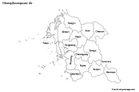 Mapas de muestra para Chungcheongnam-do (blanco-negro)