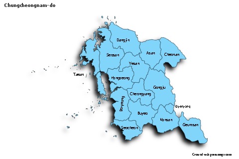 Mapas de muestra para Chungcheongnam-do (azul,sombrío)