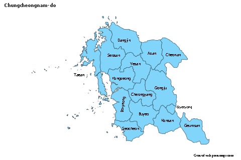 Mapas de muestra para Chungcheongnam-do (azul)