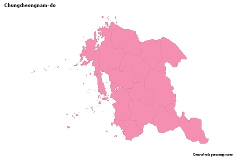 Mapas de muestra para Chungcheongnam-do (rosa,contorno)