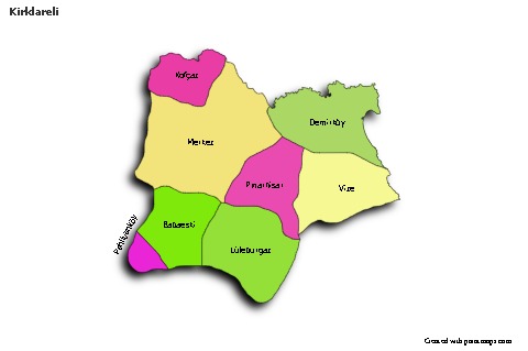 Kirklareli için Örnek Haritalar (renkli,gölgeli)