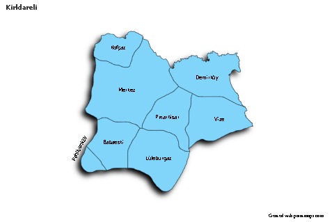 Kirklareli için Örnek Haritalar (mavi,gölgeli)