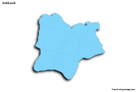 Kirklareli için Örnek Haritalar (mavi,anahat,gölgeli)