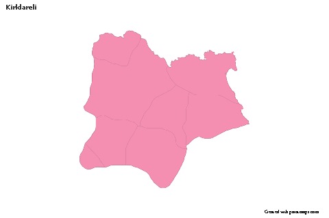 Kirklareli için Örnek Haritalar (pembe,anahat)