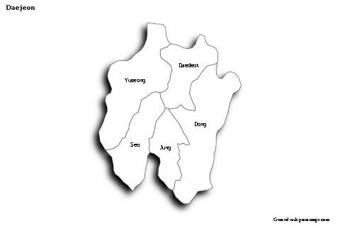 Mapas de muestra para Daejeon (blanco-negro,sombrío)