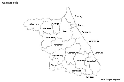 Gangwon-do için Örnek Haritalar (siyah-beyaz)