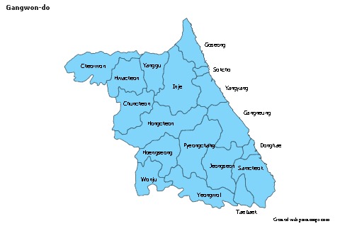 Gangwon-do için Örnek Haritalar (mavi)