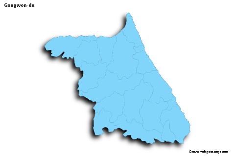 Gangwon-do için Örnek Haritalar (mavi,anahat,gölgeli)