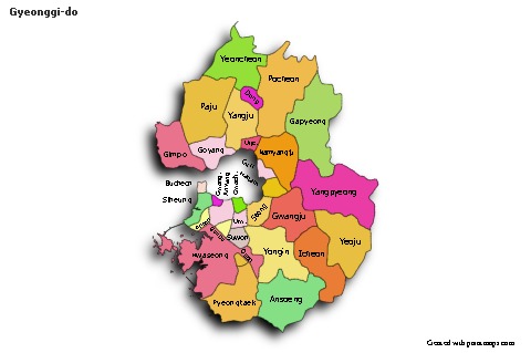 Mapas de muestra para Gyeonggi-do (coloreado,sombrío)
