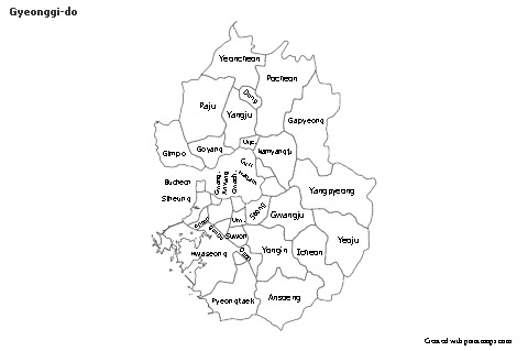 Mapas de muestra para Gyeonggi-do (blanco-negro)
