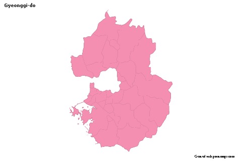 Mapas de muestra para Gyeonggi-do (rosa,contorno)