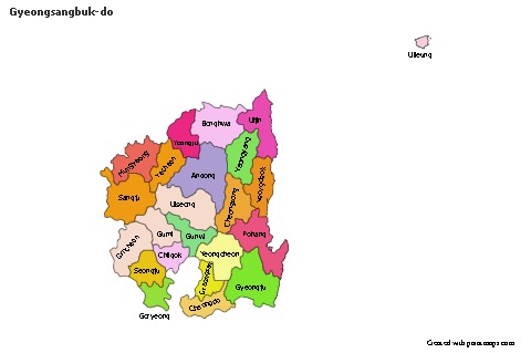 Mapas de muestra para Gyeongsangbuk-do (coloreado)