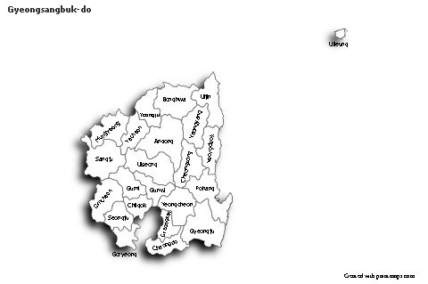 Mapas de muestra para Gyeongsangbuk-do (blanco-negro,sombrío)