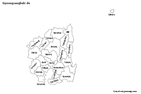 Mapas de muestra para Gyeongsangbuk-do (blanco-negro)