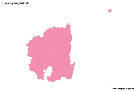 Mapas de muestra para Gyeongsangbuk-do (rosa,contorno)
