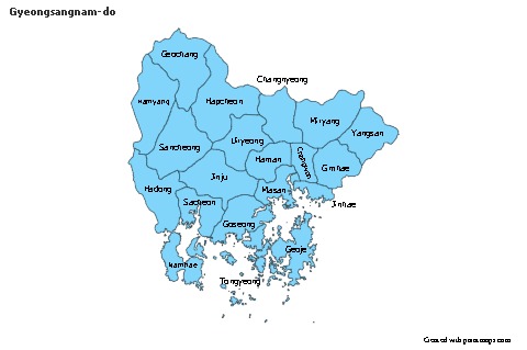 Mapas de muestra para Gyeongsangnam-do (azul)