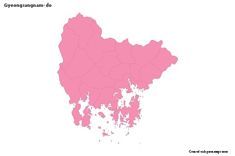 Mapas de muestra para Gyeongsangnam-do (rosa,contorno)