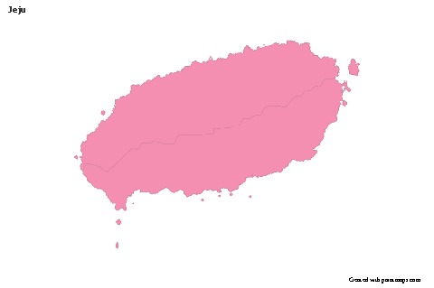 Contoh Peta untuk Jeju (merah jambu,garis besar)