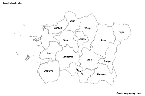 Mapas de muestra para Jeollabuk-do (blanco-negro)