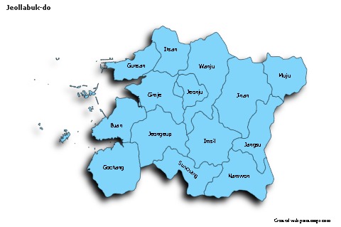 Mapas de muestra para Jeollabuk-do (azul,sombrío)