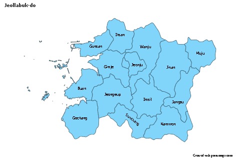 Mapas de muestra para Jeollabuk-do (azul)