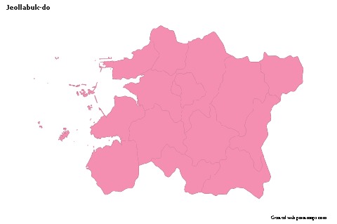 Mapas de muestra para Jeollabuk-do (rosa,contorno)