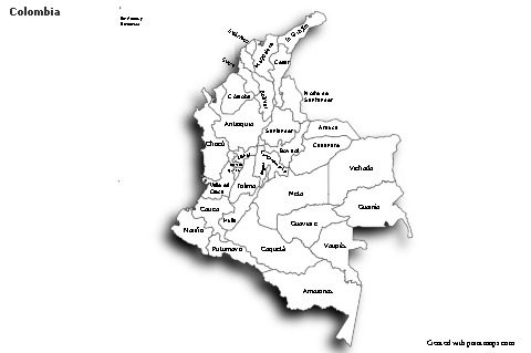 Sample Maps for Colombia (black-white,shadowy)