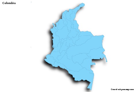 Sample Maps for Colombia (blue,outline,shadowy)