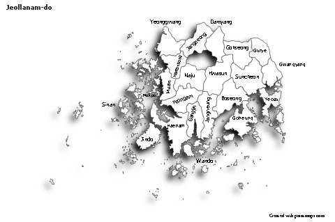 Sample Maps for Jeollanam-do (black-white,shadowy)