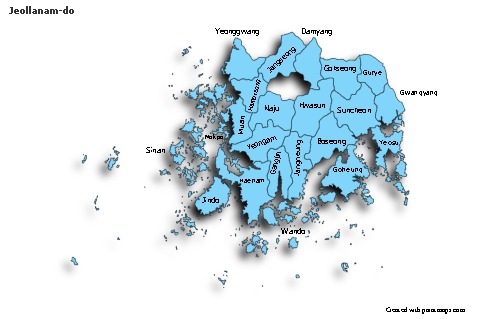 Sample Maps for Jeollanam-do (blue,shadowy)