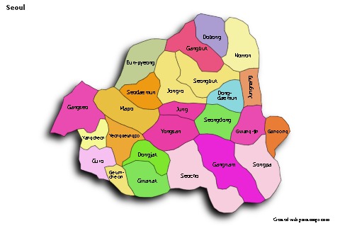 Mapas de muestra para Seoul (coloreado,sombrío)