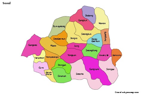 Mapas de muestra para Seoul (coloreado)