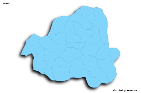 Mapas de muestra para Seoul (azul,contorno,sombrío)