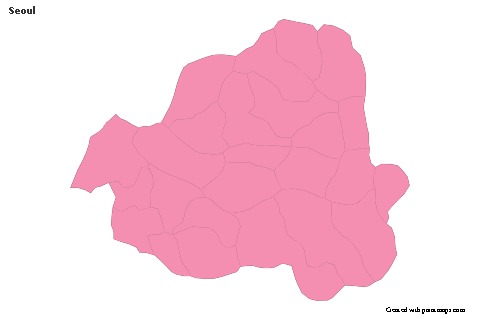 Mapas de muestra para Seoul (rosa,contorno)