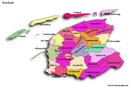 Sample Maps for Friesland (colored,shadowy)