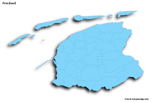 Sample Maps for Friesland (blue,outline,shadowy)