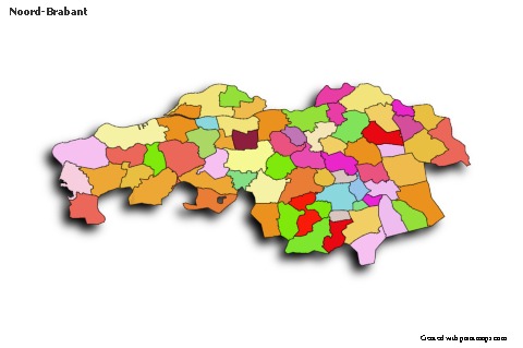 Contoh Peta untuk Noord-Brabant (berwarna,bayangan)