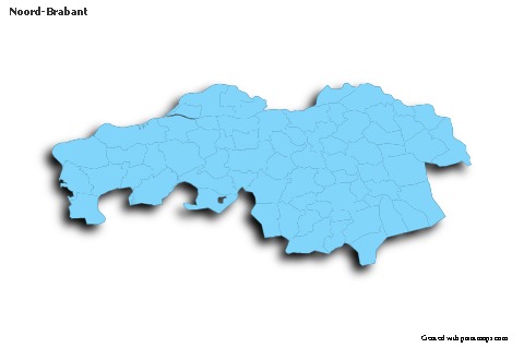 Contoh Peta untuk Noord-Brabant (biru,garis luar,bayangan)