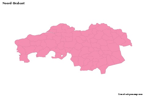 Contoh Peta untuk Noord-Brabant (merah jambu,garis besar)